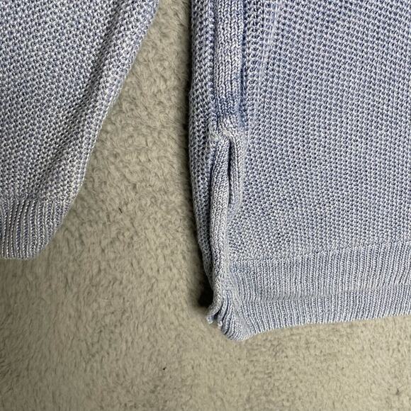 Polo Ralph Lauren womens linen knit blue sweater crewneck pullover side slit XL - Picture 2 of 7